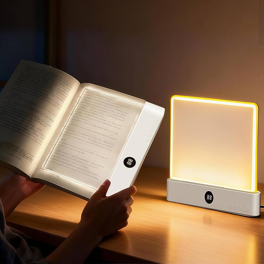 Smart LED Reading Light Book Light Treasure Box Rechargeable Clear LED Flat Reading Light Timer Doodleable Study Lamp the Quiet Reader'S Dream Lights Ultra-Thin Wireless Design