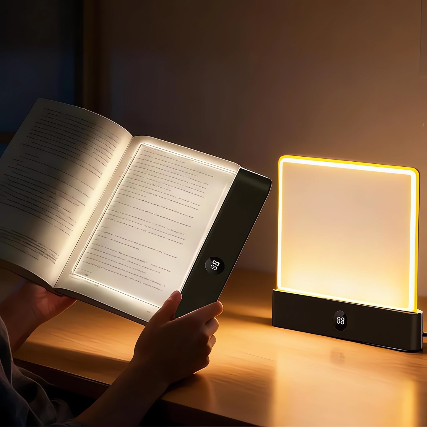Smart LED Reading Light Book Light Treasure Box Rechargeable Clear LED Flat Reading Light Timer Doodleable Study Lamp the Quiet Reader'S Dream Lights Ultra-Thin Wireless Design